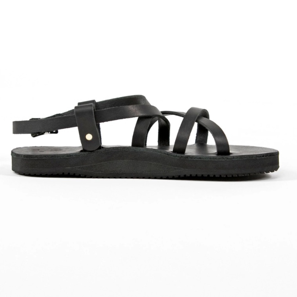 Kiwi Black Strappy Flat Sandals